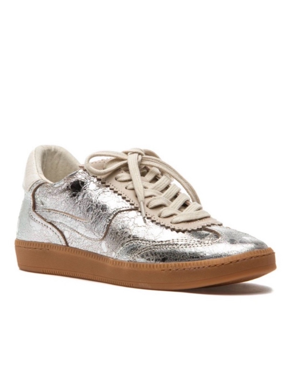 Dolce Vita Notice Metallic Silver and Beige Women's Casual Sneaker size 9.5